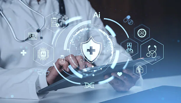 Clinician reviewing an AI-powered patient engagement and no-show prevention dashboard on a tablet — Aqurio agentic AI platform